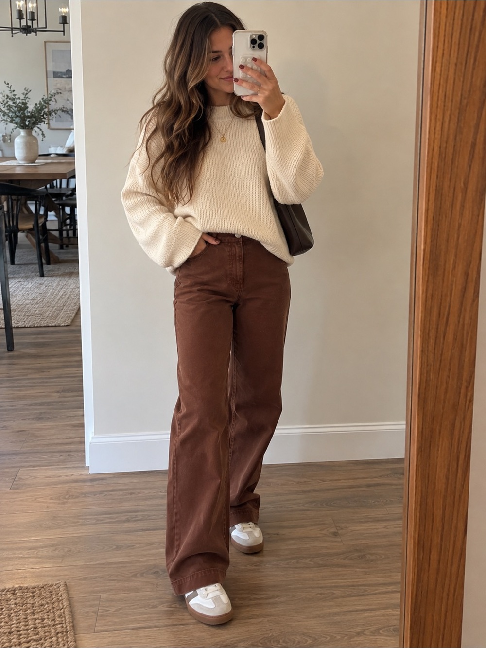 Oak + Fort High-Rise Wide-Leg Pants – Chocolate Brown